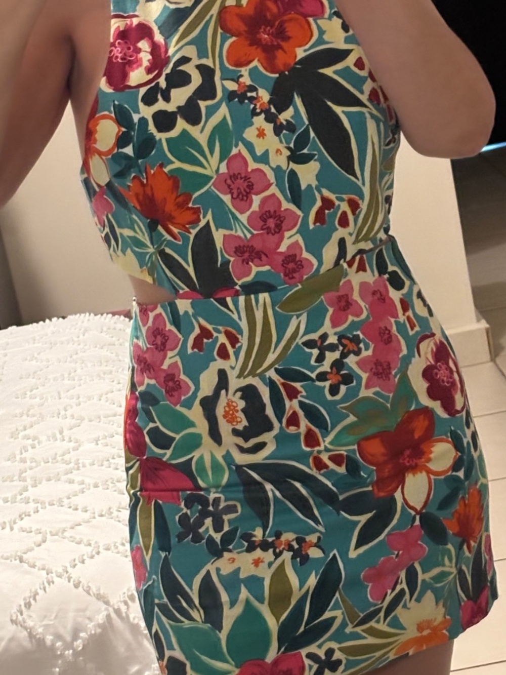 ZARA Floral Cutout Skort Romper Size S NWT